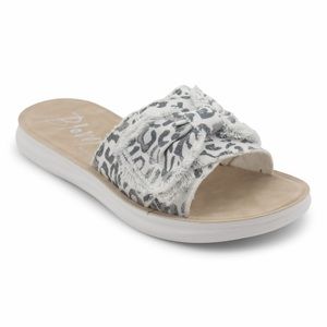 Women's White and Black Slide Sandals